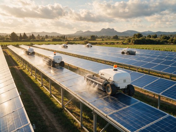 Flota de robots en un huerto solar